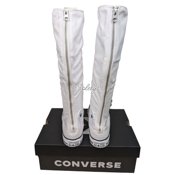 Converse CTAS XXHI Womens 6 White Pink Black Canvas Knee High Sneaker Boot NEW - Picture 3 of 10